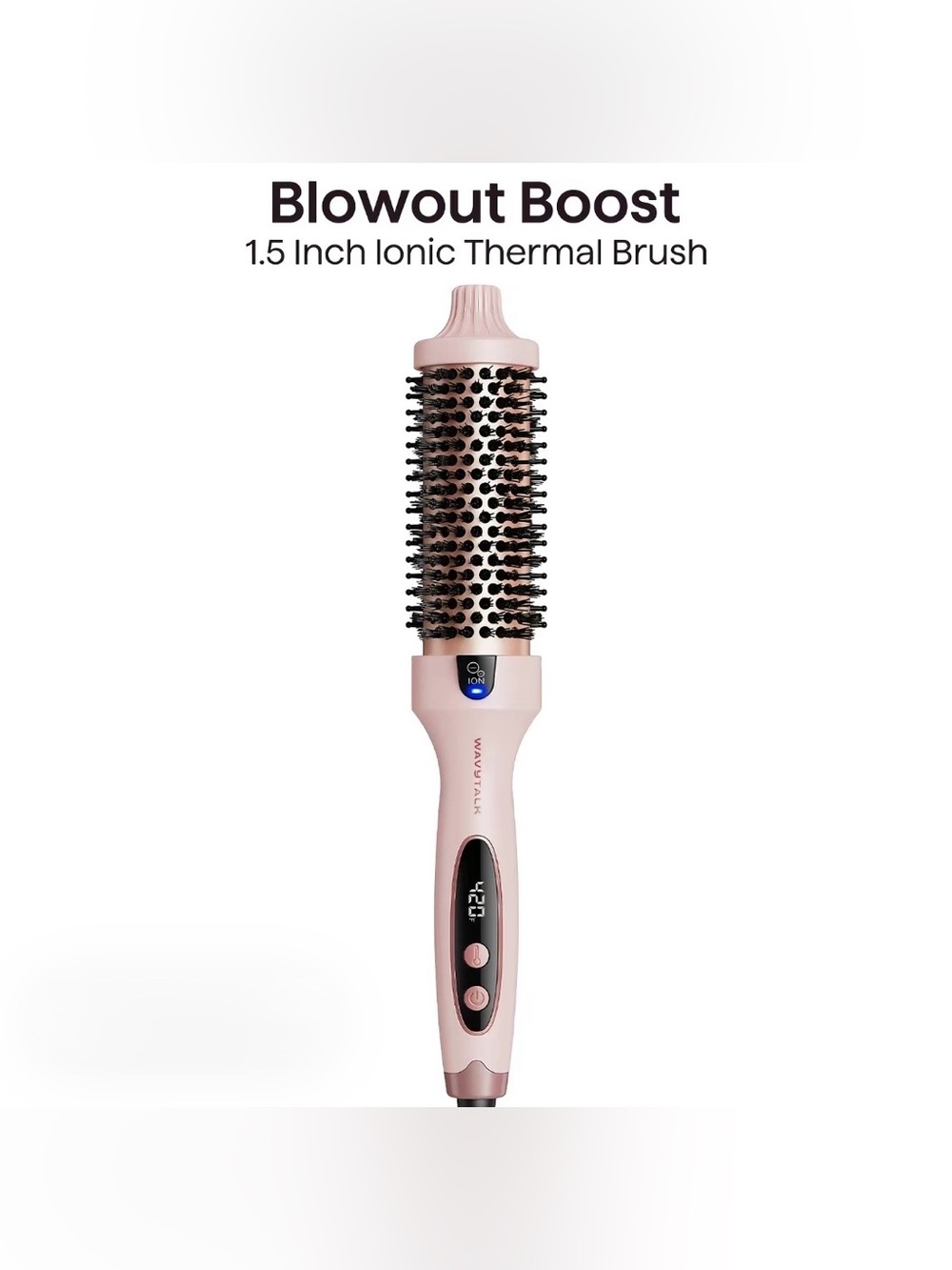 WavyTalk Blowout Boost 1.5" Ionic Thermal Hair Brush - Pink